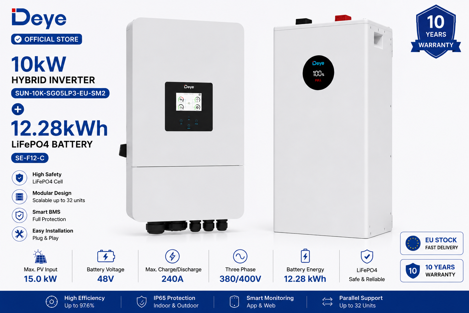 10kw 12kwh Deye LV 10kW + 12.28kWh energijos kaupimo sistema - Image 1